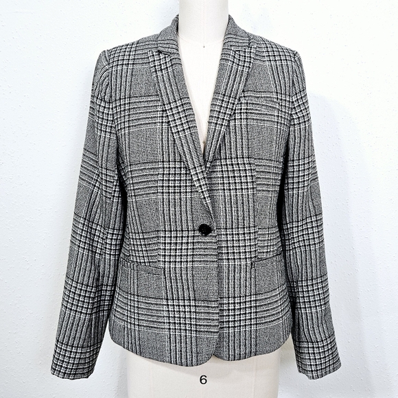 Banana Republic Classic Fit Wool Blend Glen Plaid Blazer Size 6 - Picture 1 of 11